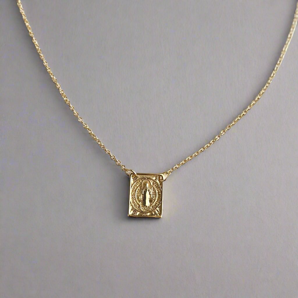 Saint Benedict Scapular Gold Necklace