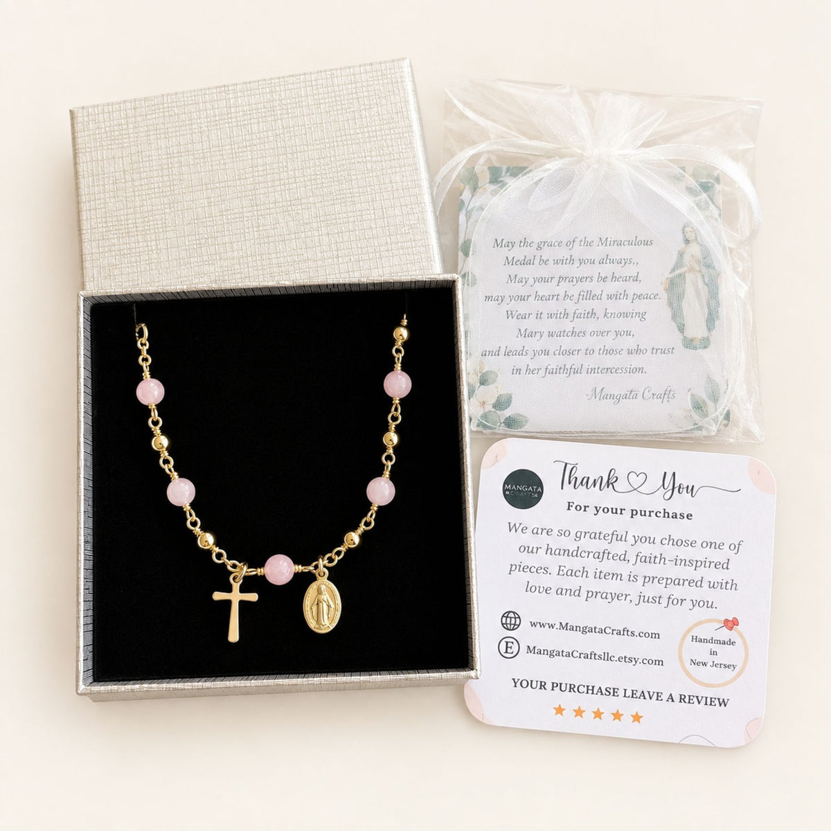 Rose Quartz Rosary Bracelet