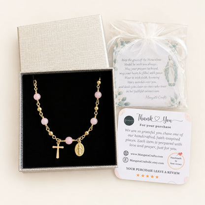 Rose Quartz Rosary Bracelet