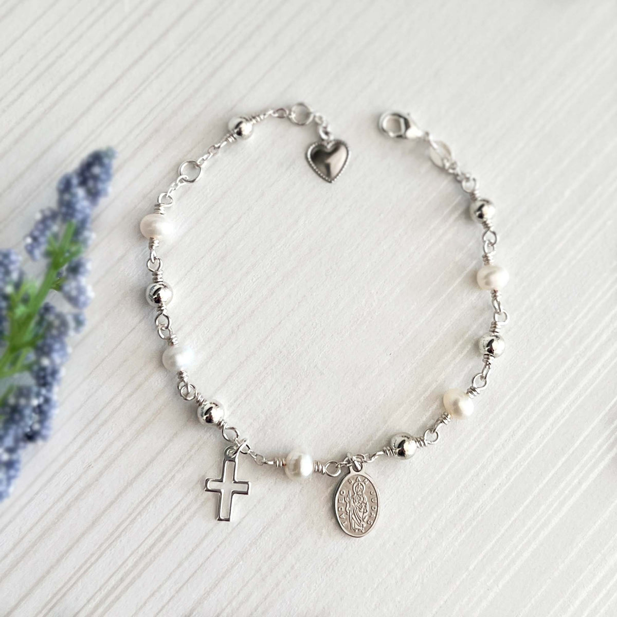 Saint Jude Silver Rosary Bracelet