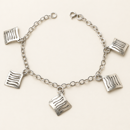 925 Sterling Silver Geometric Charm Bracelet