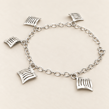 925 Sterling Silver Geometric Charm Bracelet