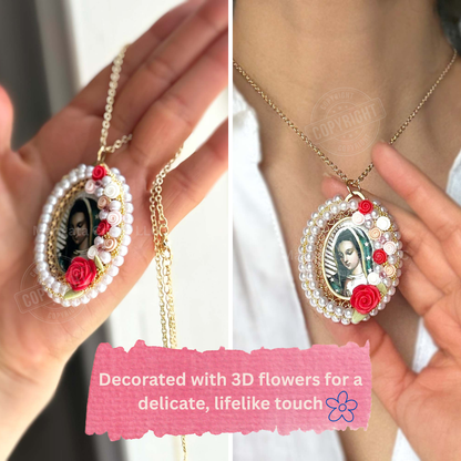 Virgin Mary Floral Necklace