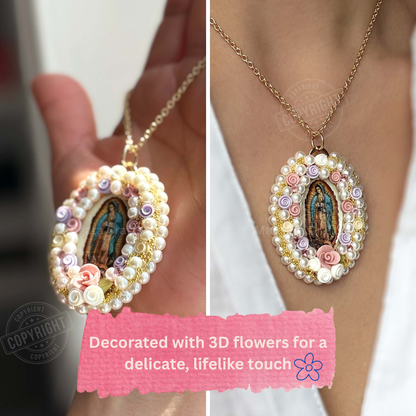 Virgin mary Floral Necklace