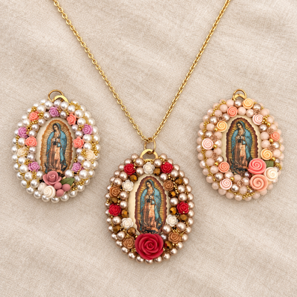 Our Lady of Guadalupe Floral Necklace