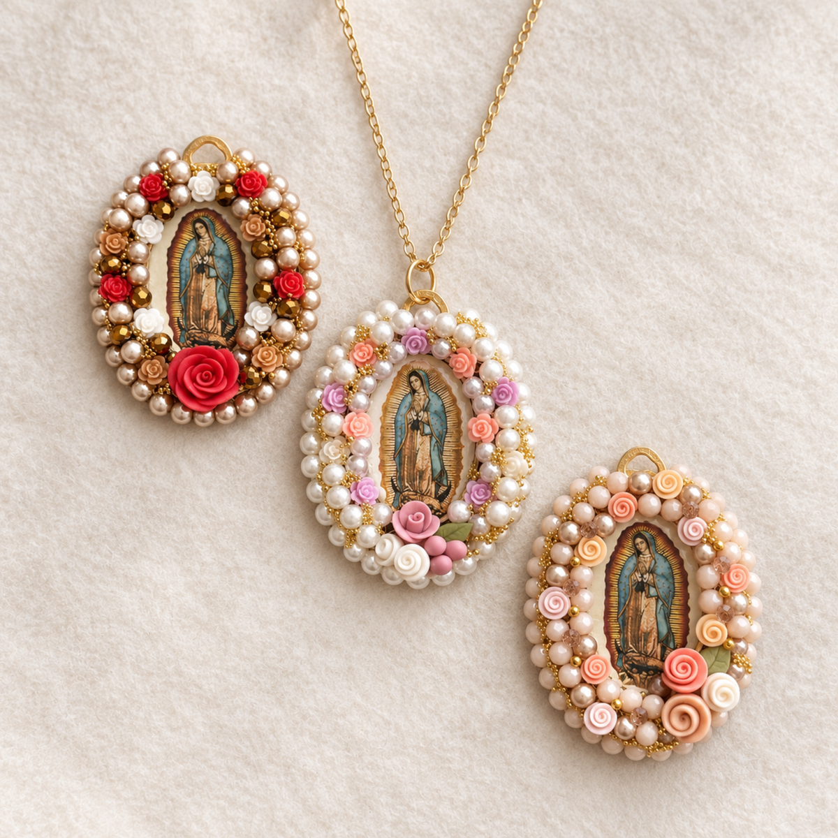 Our Lady of Guadalupe Floral Necklace