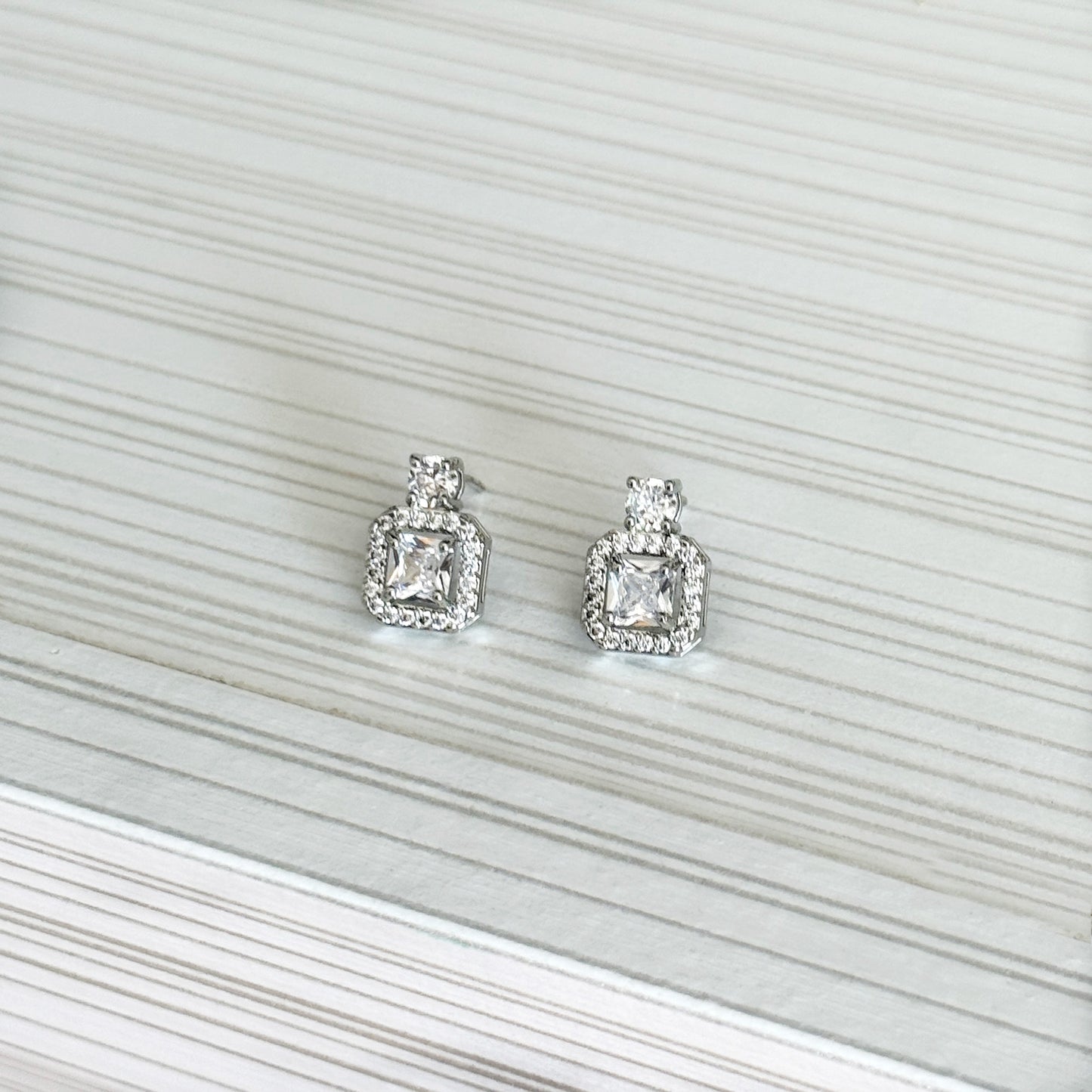 Sterling Silver CZ Stud Earrings