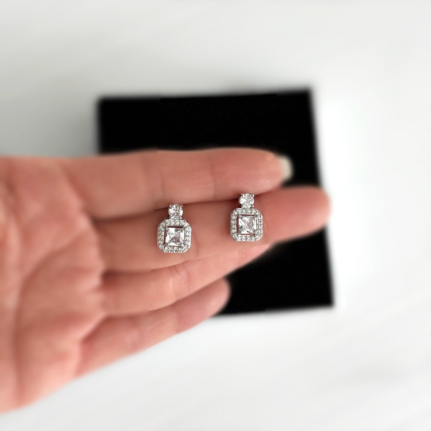 Sterling Silver CZ Stud Earrings