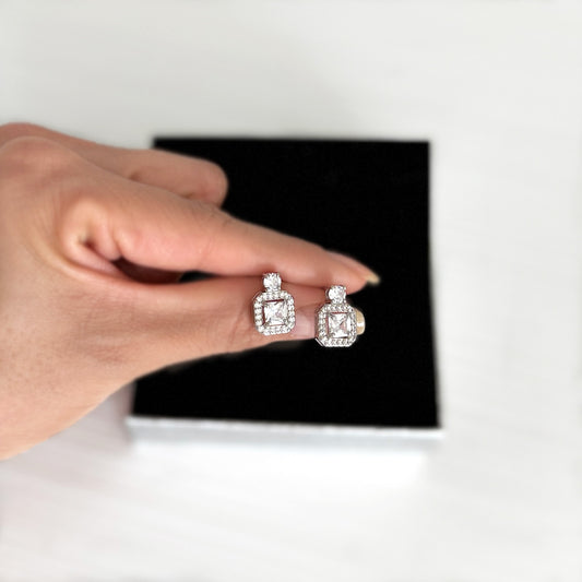 Sterling Silver CZ Stud Earrings