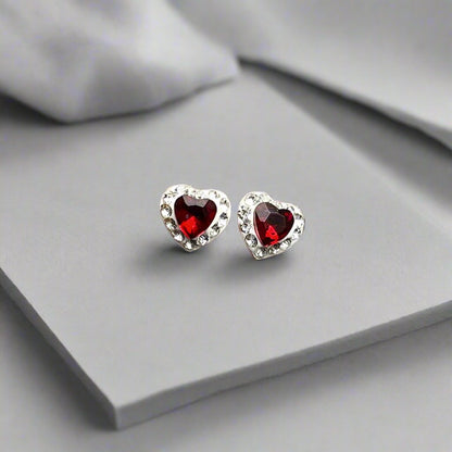 Red zirconia stud earrings