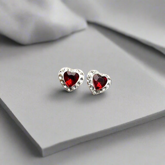 Red zirconia stud earrings