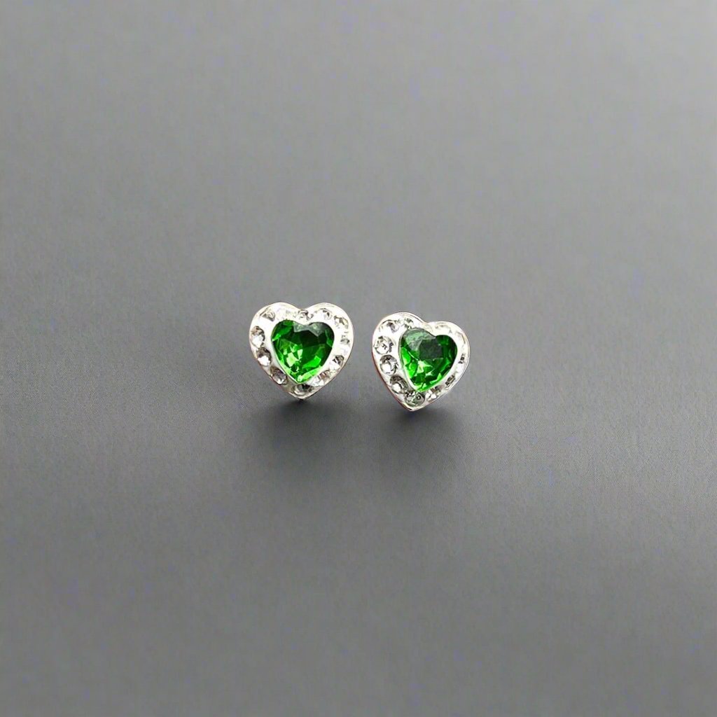 Green zirconia stud earrings