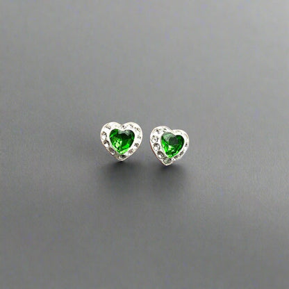 Green zirconia stud earrings