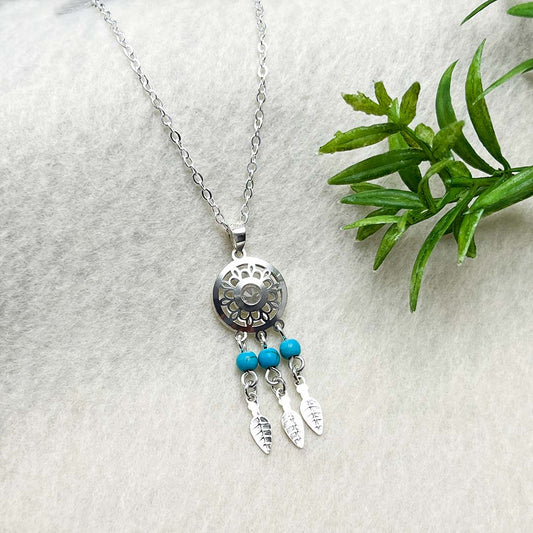 Silver bohemian necklace women's