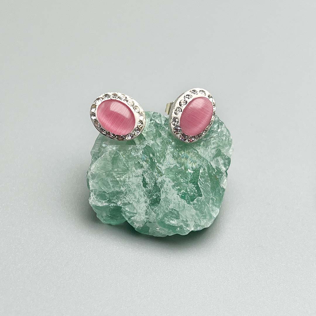 Pink stud earrings women's