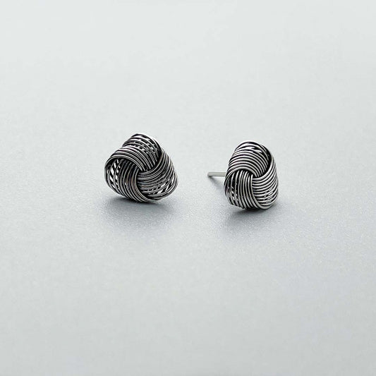 Knot silver earrings women's