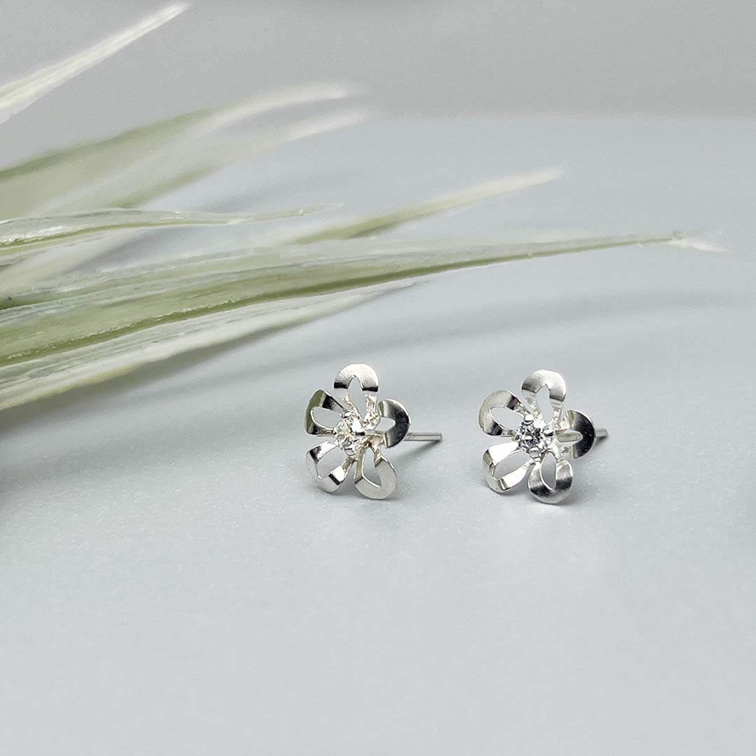 Flower Zirconia Stud Earrings