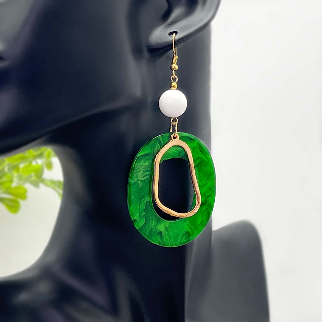 Long green earrings