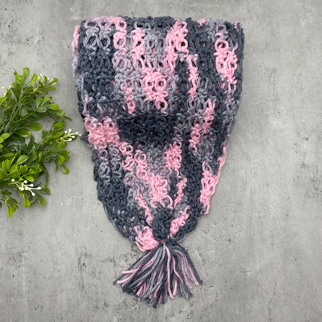 Pink and Gray Scarf - Winter Season Women's Scarves