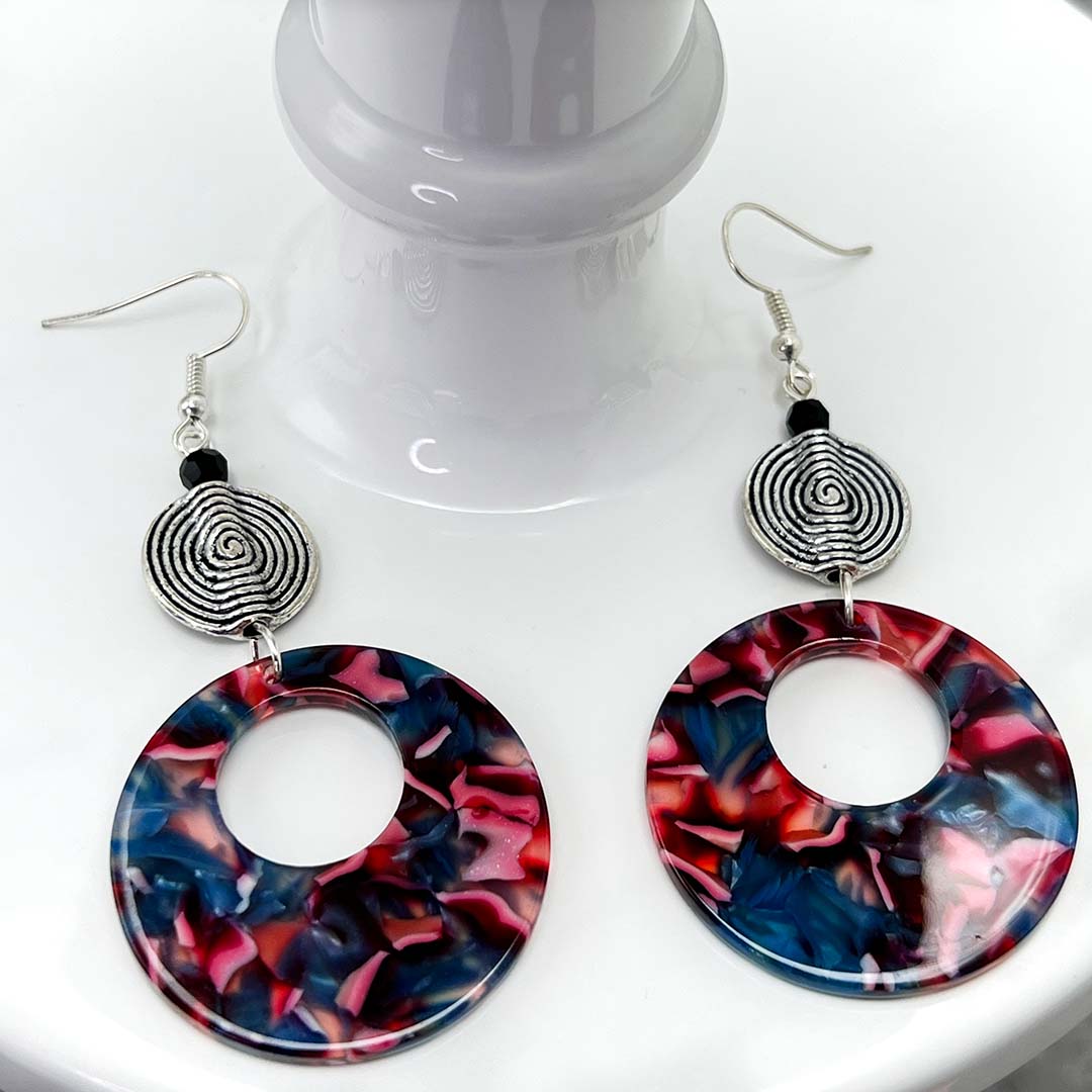 Acetate Dangle Hoop Earrings