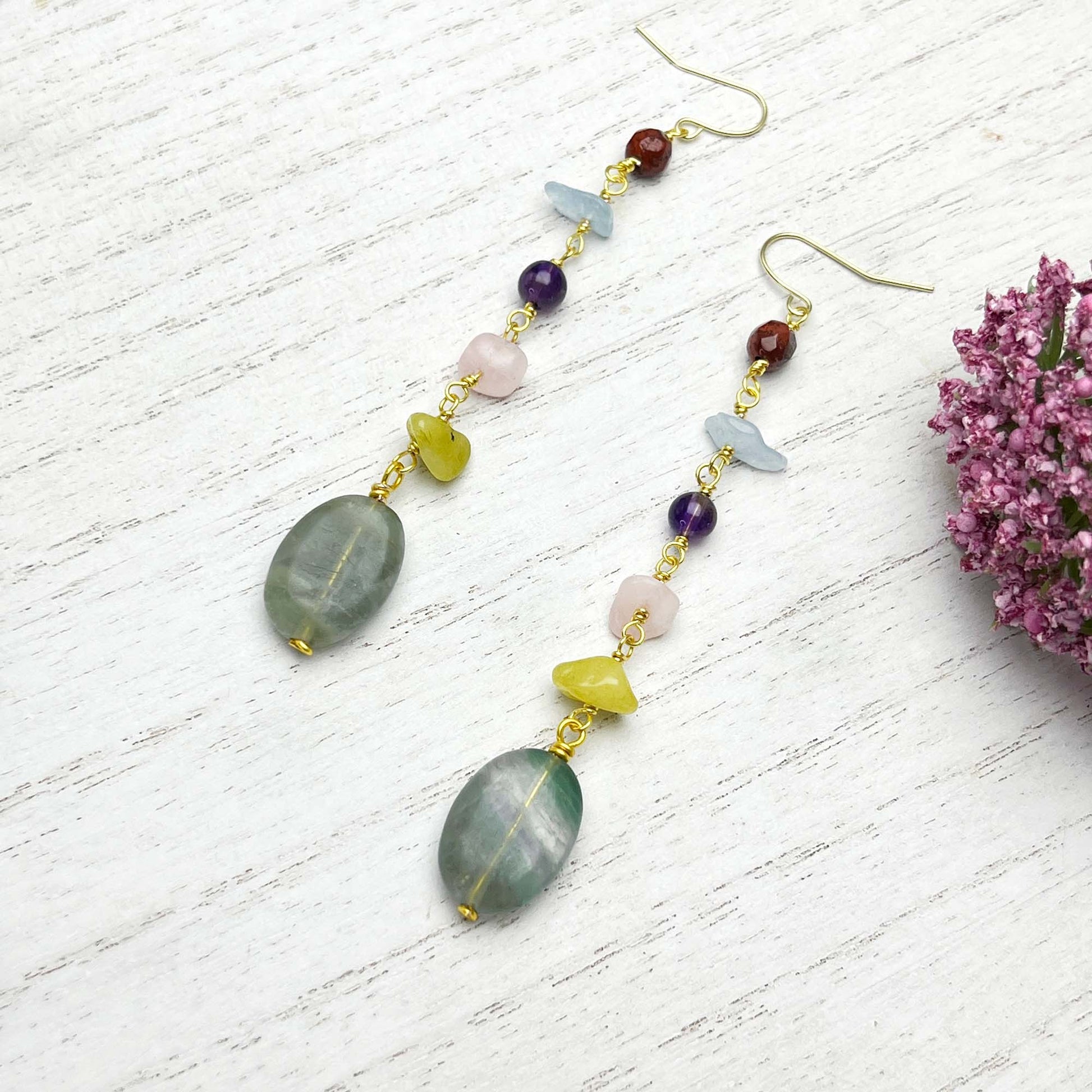 Long fluorite earrings