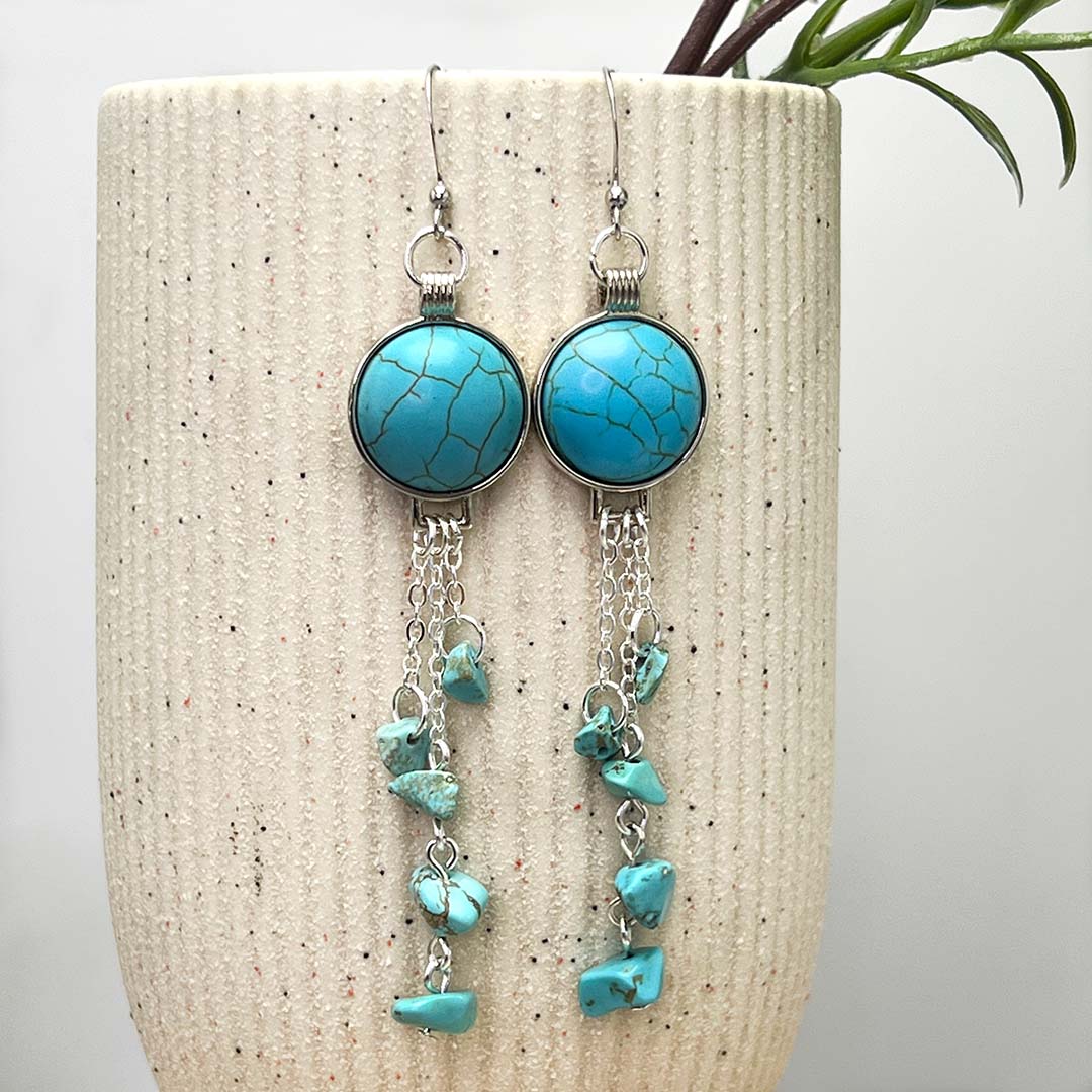 Long turquoise earrings women's