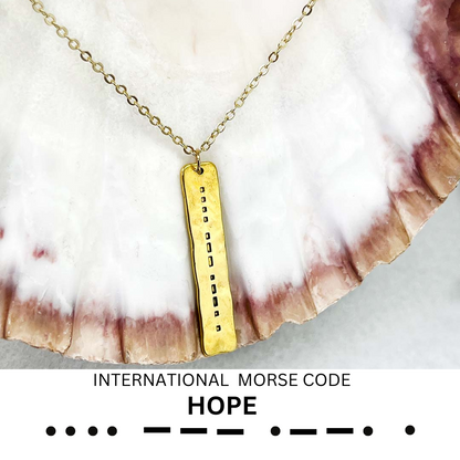 Morse code necklace gold