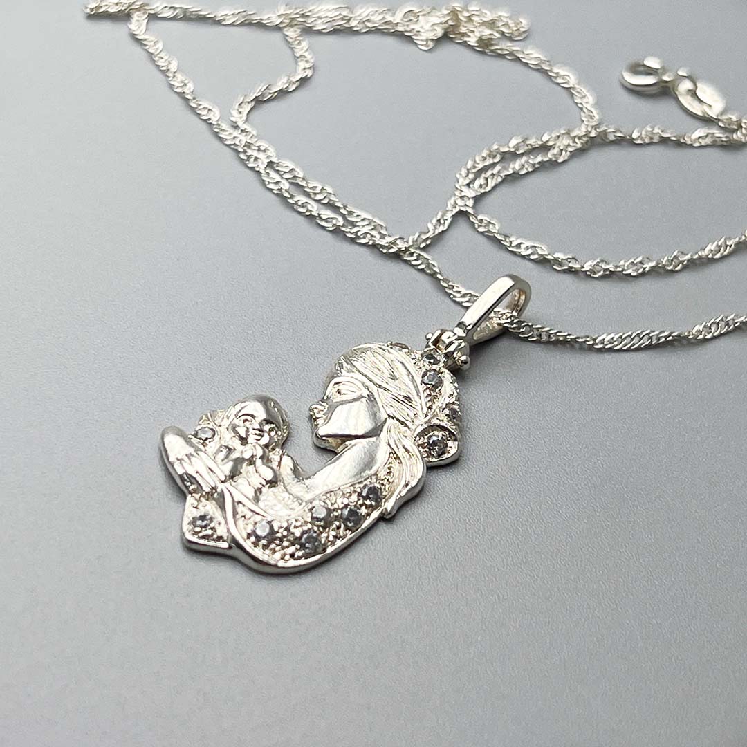 Silver mother necklace women's