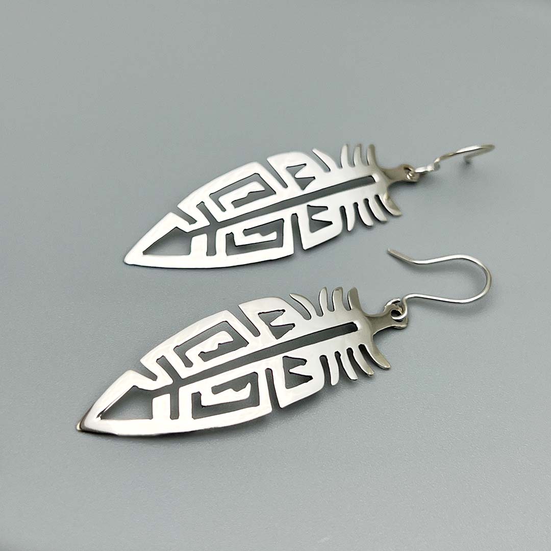 Silver boho long earrings women's