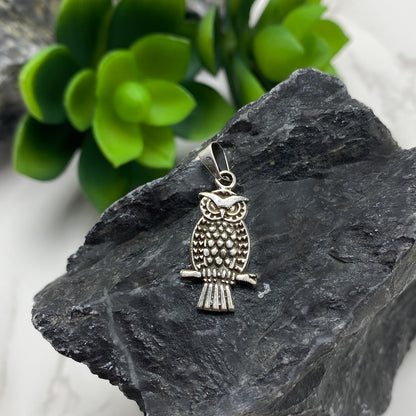 Silver owl necklace women's