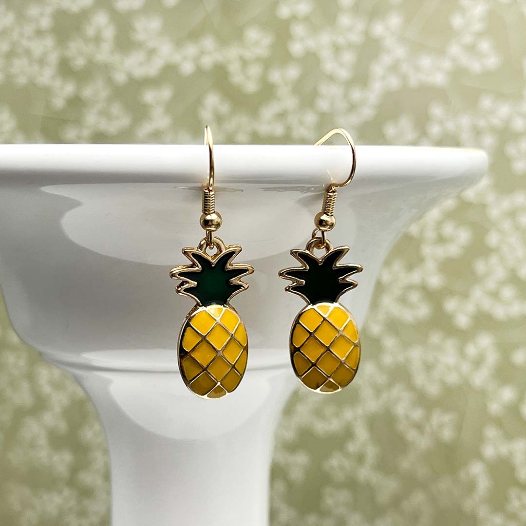 Gold pineapple earrings women's