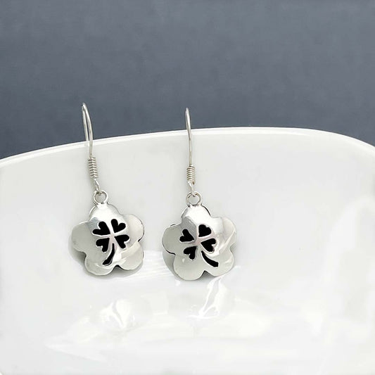 Silver clover earrings women's