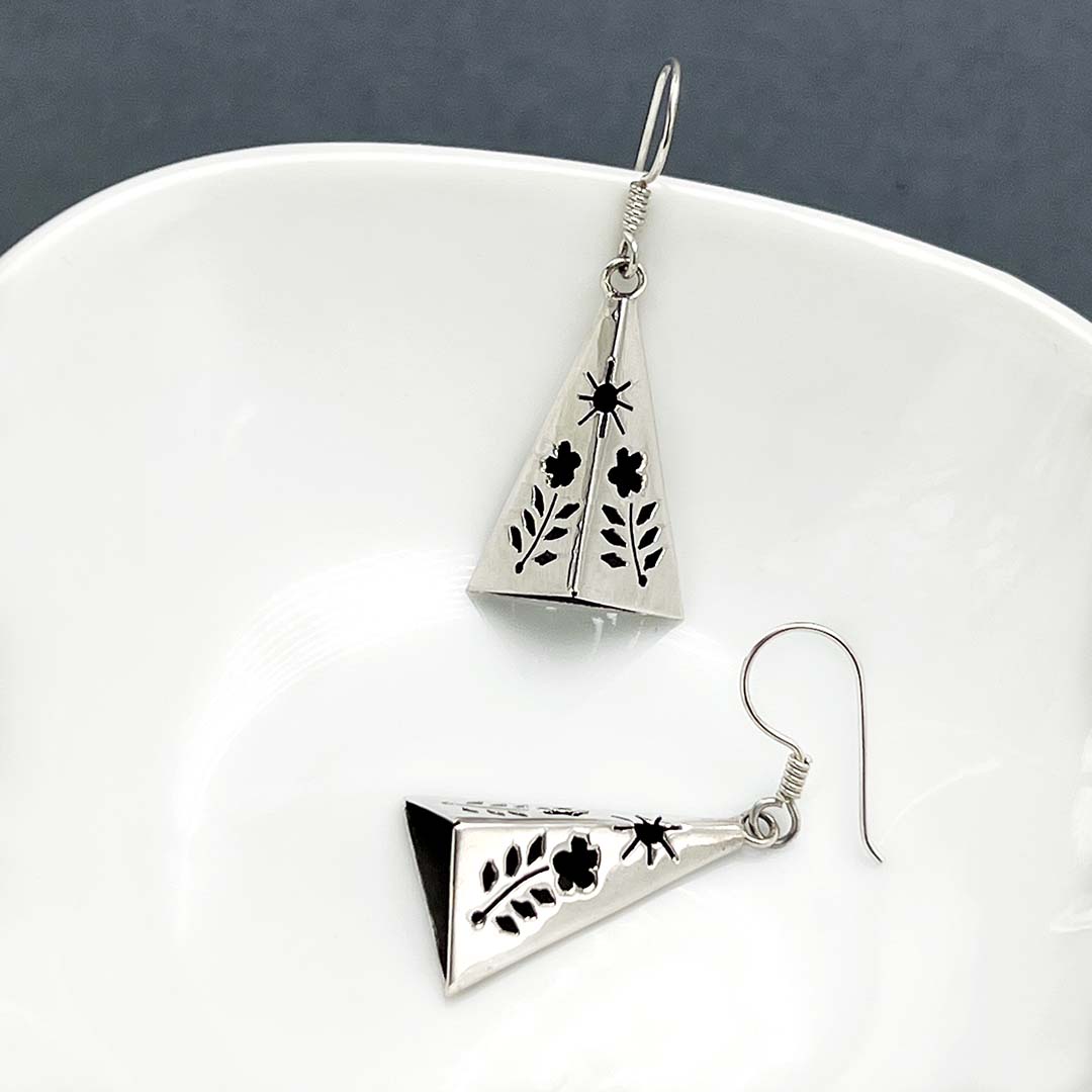 Silver Triangle Earrings