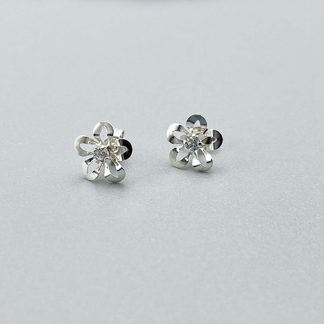 Flower Zirconia Stud Earrings